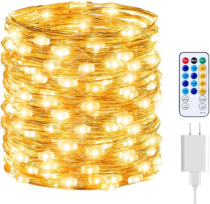 Fairy Lights with Remote, 8 Modes & Timer, 66 Feet 200 Led Christmas Light Twinkle Lights Plug in, Waterproof String Lights for Bedroom Decor Home Girl's Room Garden Party Christmas Decorations