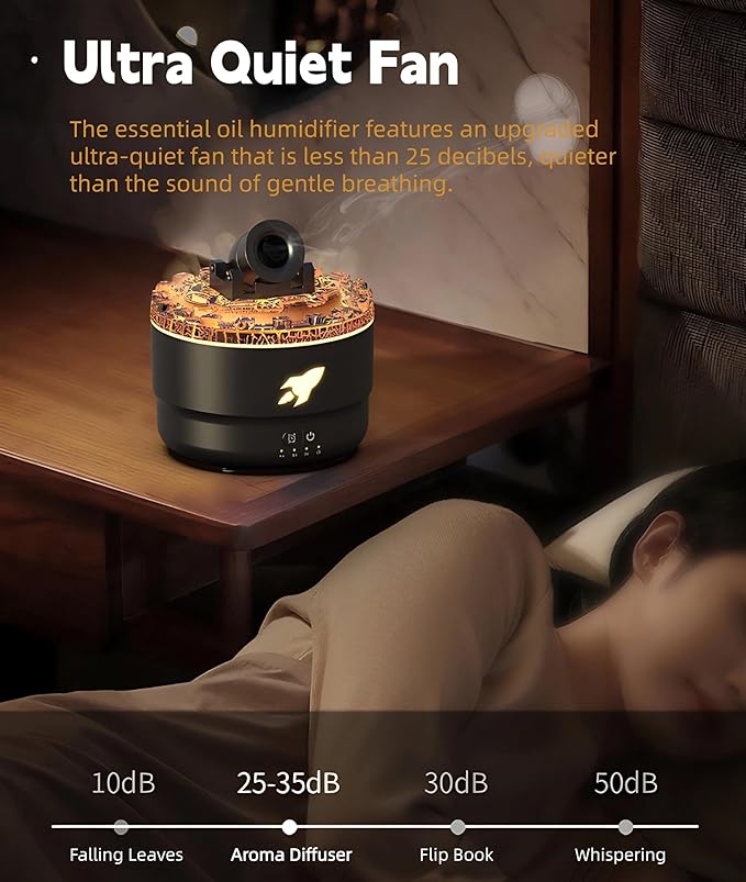 Aromatherapy Diffuser Humidifiers, Volcano Turret Creative Smoke Rings Humidifiers with Color LED Light, Ultra Quiet Cool Mist Essential Oil Diffuser for Bedroom Home Office