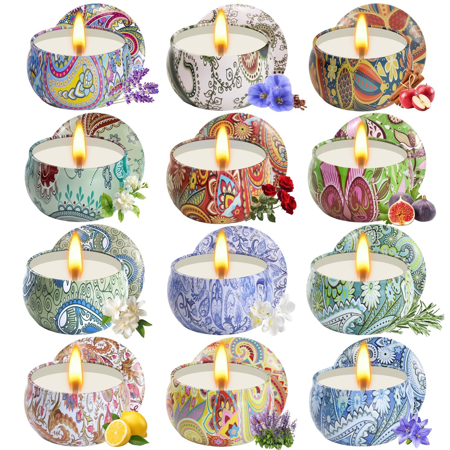 Scented Candles Gifts for Women, 12 Pack Natural Soy Candles for Home Scented, Aromatherapy Candle Set Gift for Women, Men, Friends Birthday, Mother's Day, Christmas