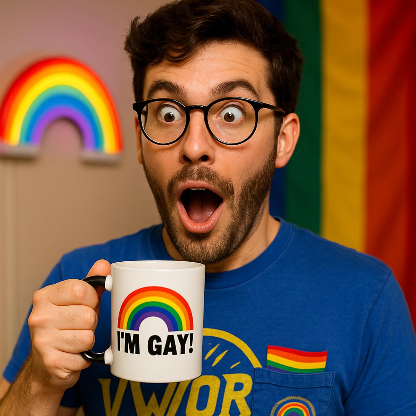 Turtle Straws I'm Gay Rainbow Heat Change Mug - Funny Rude Mug - Message Appears as it Heats - Perfect Novelty Gag Gift, best funny gifts and pride accessories