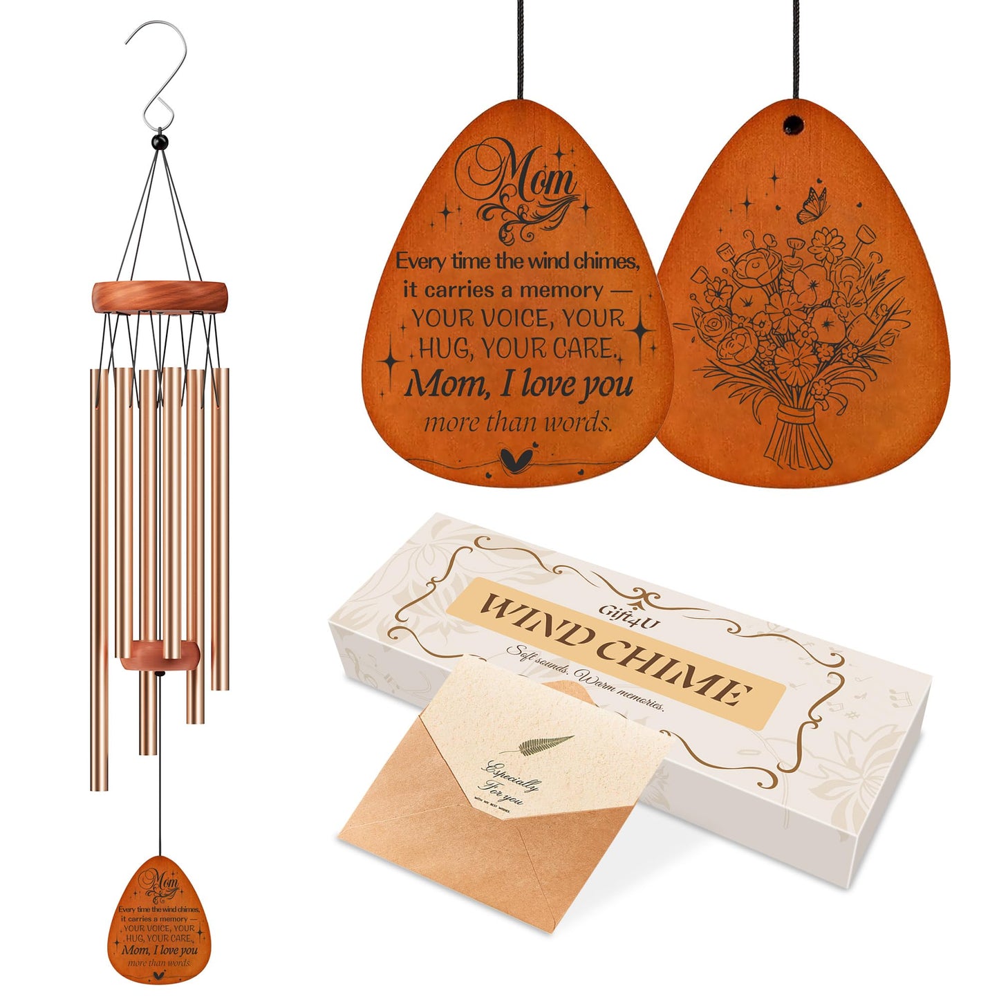 Gifts for Mom, Wind Chimes for Outside, Windchimes Hanging for Home Decor, Memorial Moms Birthday Gifts Christmas Mothers Day Thanksgiving (Mom)