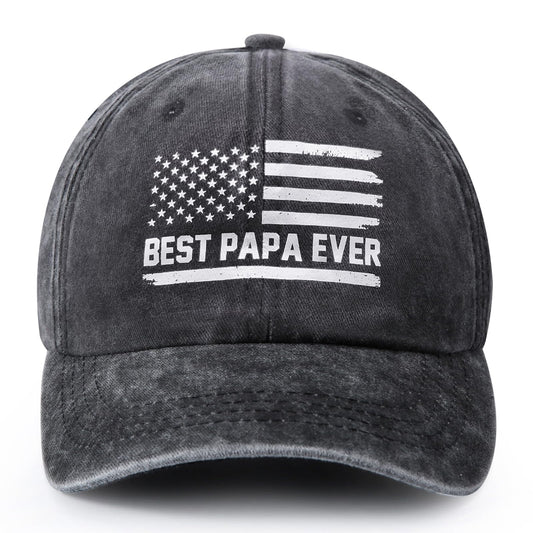Papa Gifts, Papa Hat, Grandpa Birthday Gifts for Papas, Fathers Grandparents Gift for Grandpa Dad from Daughter Son Grandkids Granddaughter, Adjustable Baseball Caps Grey