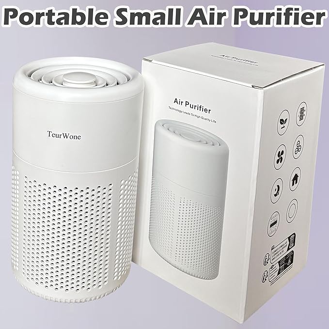Small Portable Air Purifier for Home/Office/Kitchen/Car/Pet Bedroom, Mini Portable HEPA Air Purifiers for Small Space