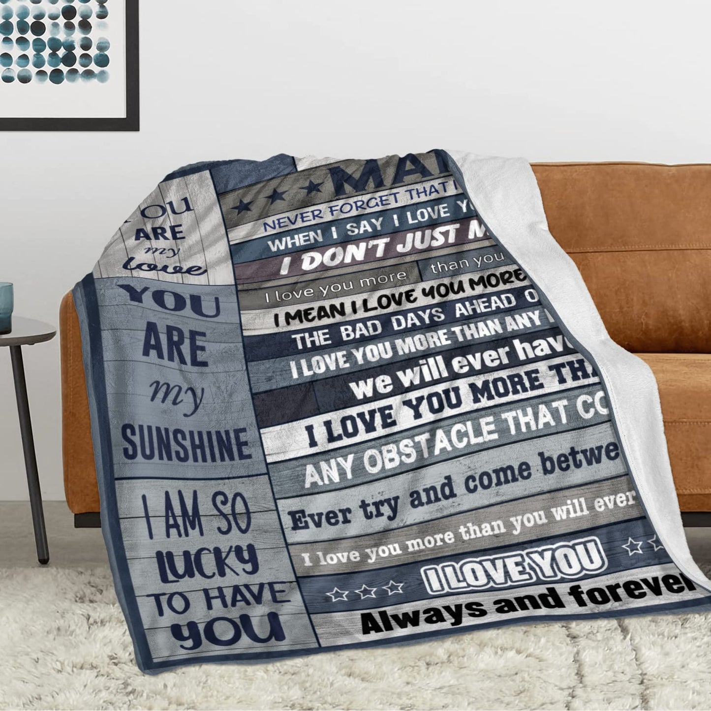 Xutapy Gifts for Husband Boyfriend Blanket 60’’x50’’, Boyfriend Husband Birthday Gifts, Anniversary/Christmas/Valentines Gift for Him, I Love You Present for Him