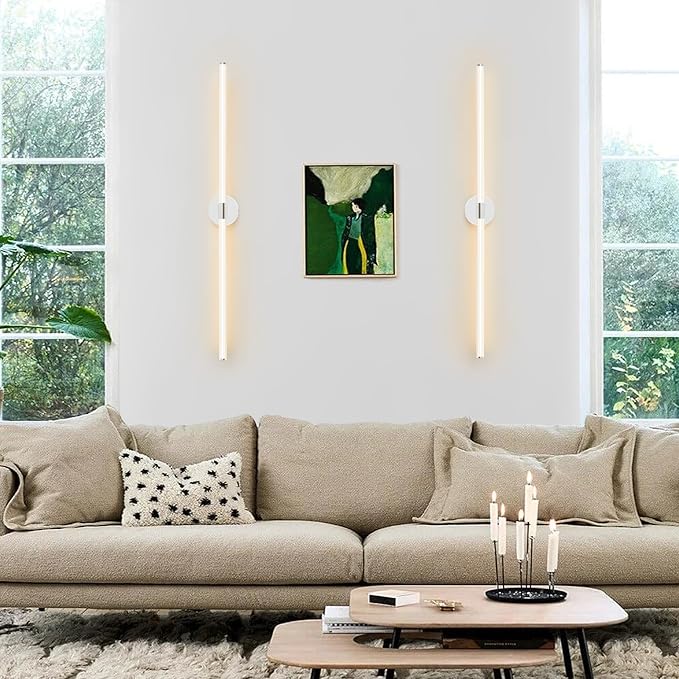 Bathroom Vanity Lights 49 inch Long Bathroom Light Fixtures Over Mirror Hardwired, Dimmable LED 360° Full Lighting Modern Vanity Light Bar Wall Sconce Warm Light for Bedroom Living Room - Chrome