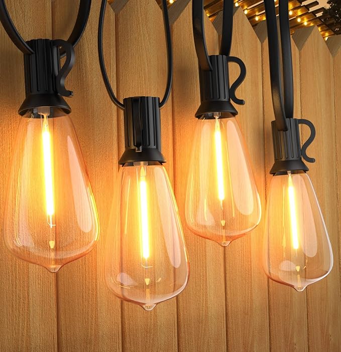 Afirst Outdoor String Lights 20FT with 22 LED Bulbs(2 Spare) Waterproof Connectable Patio Lights for Outside Backyard Porch Lighting