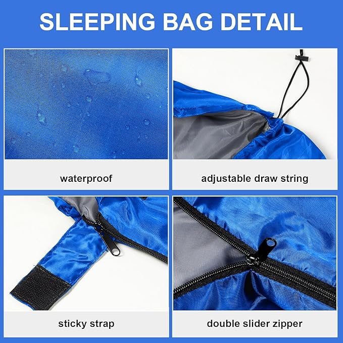 Tudomro 2 Pcs Camping Sleeping Bag for Adults, Lightweight Packable Waterproof Camping Gear Equipment to Keep Warm for Spring Summer Fall Indoor Outdoor Backpacking Hiking Travel