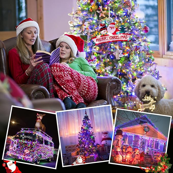 JMEXSUSS Multicolor Christmas Tree Lights Outdoor Indoor Clear Wire, 200 LED Christmas Lights 66ft Colorful String Lights Plug in for Bedroom Tree Room Party Xmas Decorations
