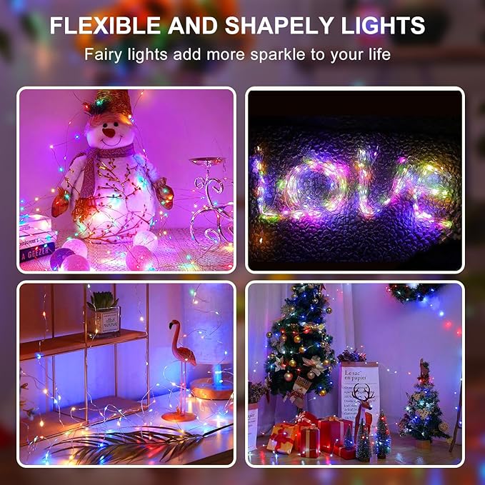 Aogist Led Fairy Lights 3 Modes Battery Operated String Lights Waterproof Silver Wire 7 Feet Firefly Starry Moon Mason Jar Lights for DIY Wedding Party Christmas (6-Colors, 12 Pack)