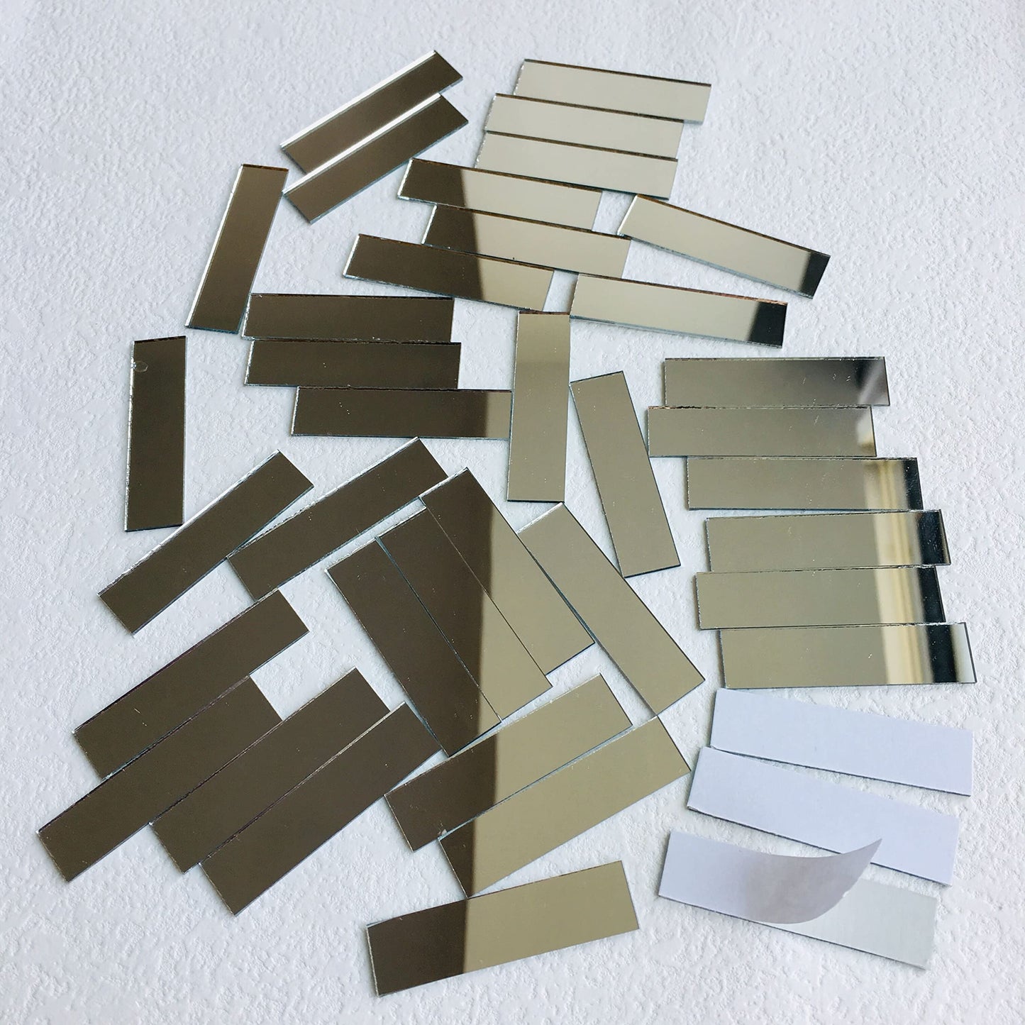 NUO RUI Adhesive Rectangular 1/2" x 2"" Mirror Mosaic Tile 100 Pcs"