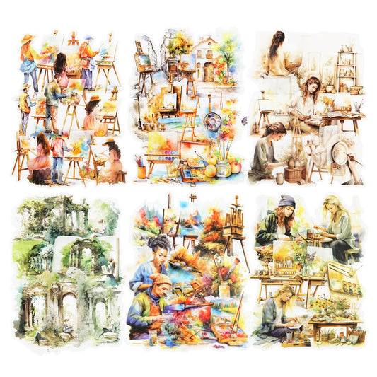 MiyouLuna 90 Pcs Lanscape PET Stickers Set, Art-Themed Stickers for Scrapbooking, Journaling and DIY Crafts
