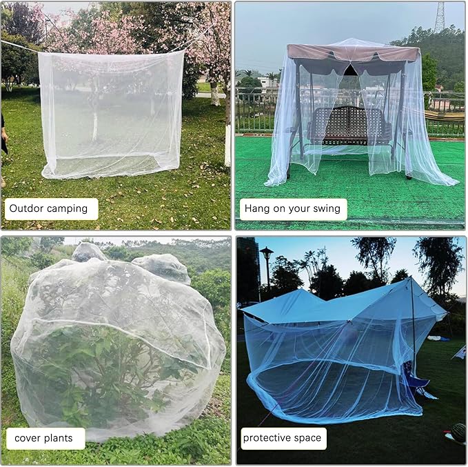 Mengersi Bed Canopy for Full Queen King Size Bed,Canopy Bed Curtains Elegant Mosquito Net,Mosquito Netting for Camping Patio Indoor Outdoor Bug Net,White