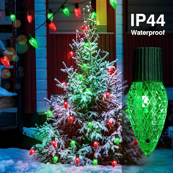 Smart C9 Christmas Lights Outdoor, 118FT 150LED RGB Color Changing String Lights, App&Remote Control, Music Sync, Connectable LED Christmas Tree Lights for Outdoor House Holiday Decoration