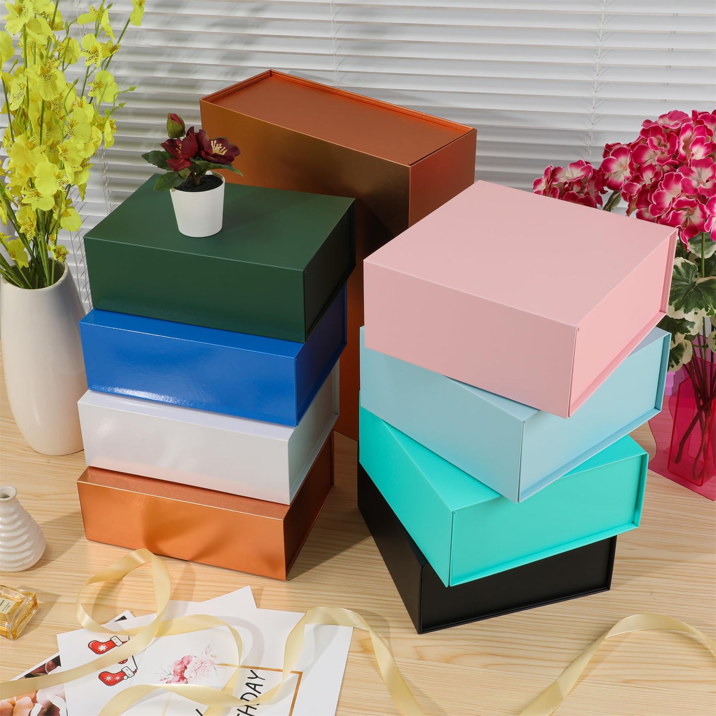 MUMUPACK 15 Pack Magnetic Gift Box With Lid 10x10x5,Black Gift Boxes Bulk,Luxury Bridesmaid Proposal Box,Small Magnetic Closure Box Boxes For Presents,Wedding,Business