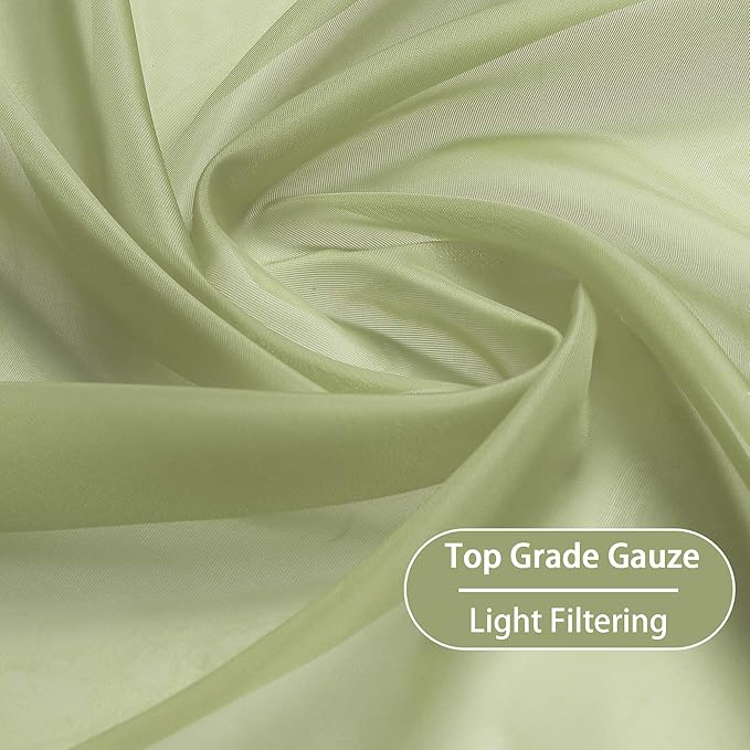 KEQIAOSUOCAI 2 Pieces Sage Sheer Curtains 84 Inches Long for Bedroom Bed Canopy Voile Grommet Sheer Window Drapes Panels for Living Room Dining Wedding Party Backdrop 54Wx84L Set of 2