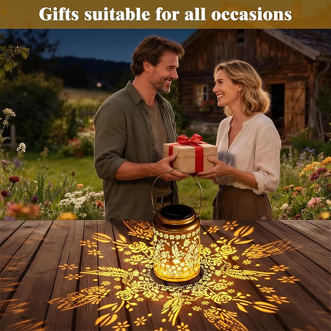 Birthday Gifts for Women Hummingbird Solar Lanterns Outdoor Waterproof,Outdoor Decorations for Party/Patio/Yard/Garden/Indoor