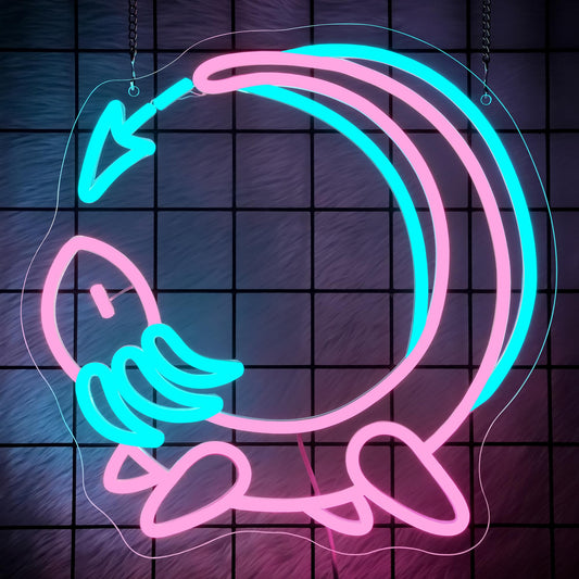 Pink Axolotl Moon Neon Sign for Wall Decor - Cute Animals Kawaii Neon Acrylic USB Powered LED Wall Art Decor, Light Up Sign Dimmable, for Axolotl Lovers Children's Room Kids Birthday 12.99" × 12.91"""