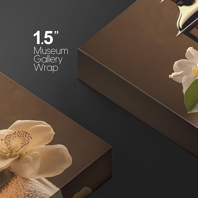wall26 Canvas Print Wall Art Spa Candle White Amaryllis Flower Nature Wilderness Photography Realism Modern Art Decorative Multicolor Rustic Minimal Relax/Calm/Cozy Colorful for Bedroom - 12"x18"