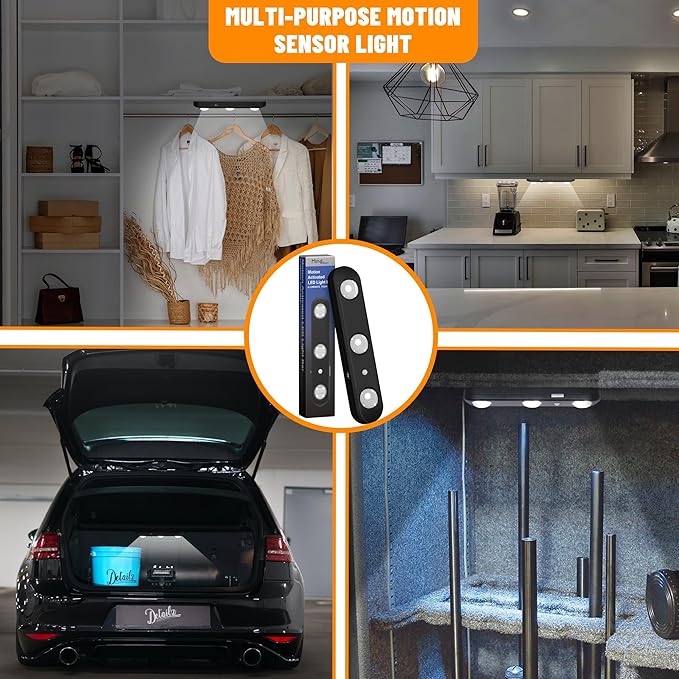 MIND&ACTION Gun Safe Lights,Motion Activated LED Light for Gun Safe Gun Cabinet, Ultra Bright Rotatable LED Lens for Directional Lighting Battery Powered(Black 3pack)
