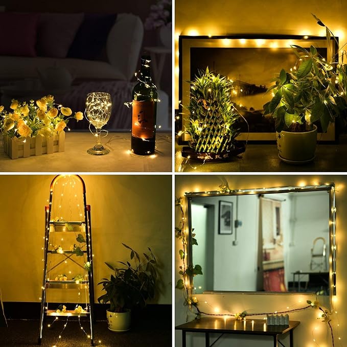 ANJAYLIA LED Fairy String Lights, 10Ft/3M 30leds Firefly String Lights Garden Home Party Wedding Festival Decorations Crafting Battery Operated Lights, Warm White