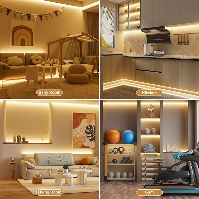 PAUTIX COB LED Strip Light 32.8ft,Engineering Level UL Listed Warm White 2700K,CRI93+ Super Bright High Lumen,Dimmable 24V Flexible LED Tape Light with RF Remote,for Cabinets,Home&Office DIY Lighting