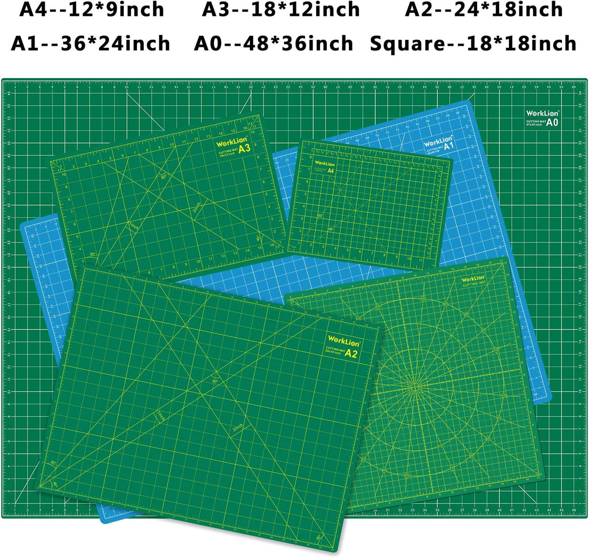 WORKLION Self Healing Cutting Mat: 24 x 36 inch Large Double Sided 5-Layer Gridded PVC Cut Mat for Sewing & Quilting & Scrapbooking & Arts and Crafts Projects (Green/Black)…