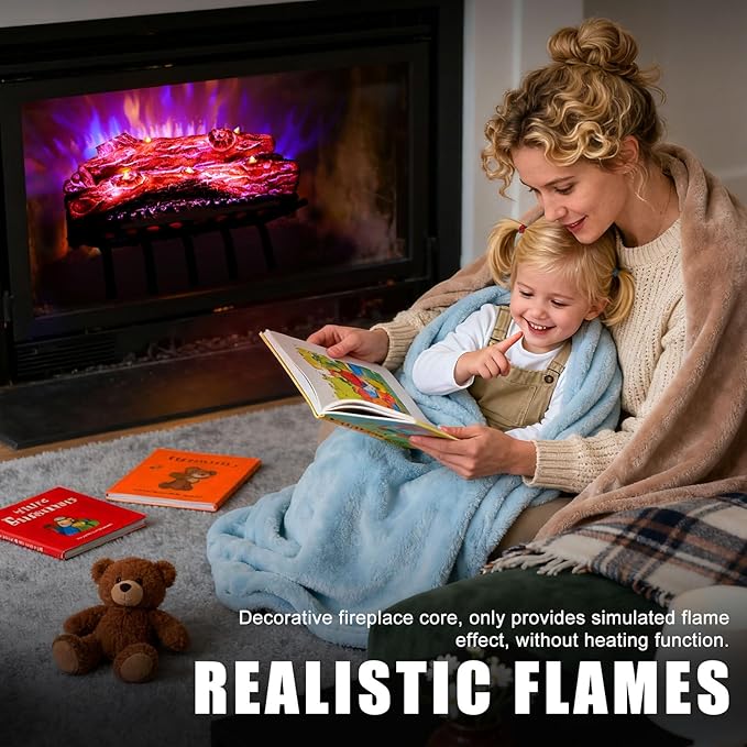 Electric Fireplace Logs Realistic Flame Effect Candle LED Flame Light USB Powered Electric Fireplace Remote Control Fireplace Placement Home Decoration 12.4*5.91*7.87 In No Heat Function
