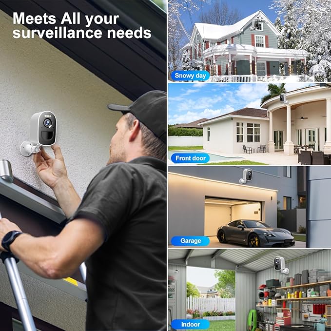 Cameras for Home Security, 2K Security Cameras Wireless Outdoor with Motion Detect & Color Night Vision, Security Camera Support SD/Cloud Storage, Outdoor Camera Battery Operated Waterproof