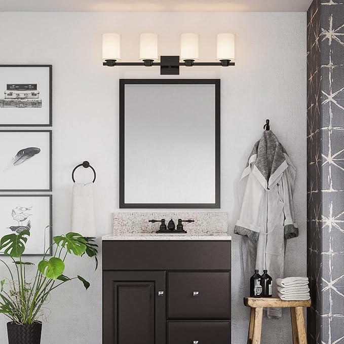 Design House 556167-BLK Oslo Vanity Light Fixture Matte Black, 4-Light