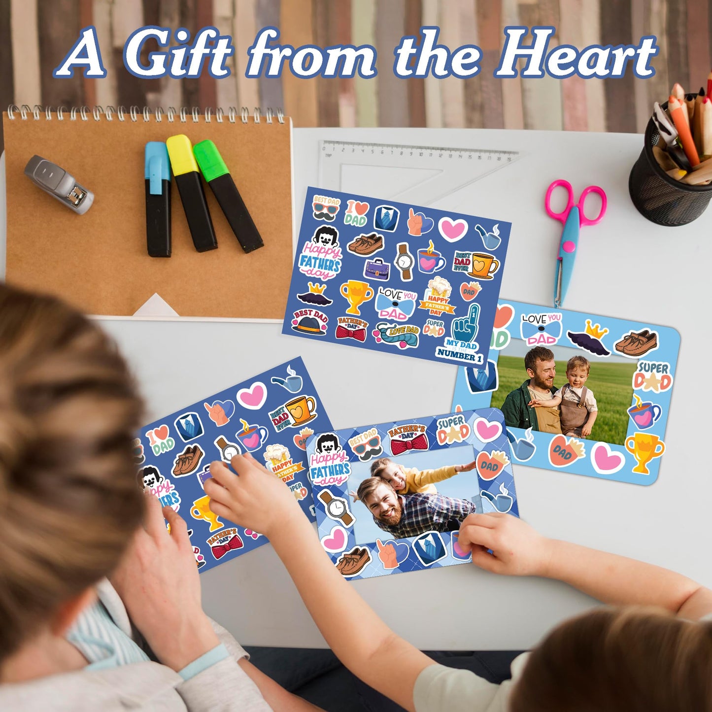 Set 24 Frames Fathers Day Crafts for Classroom with 264 Stickers, Easy DIY Project Fathers Day Gifts Bulk, Manualidades para El Dia Del Padre, DIY Ideas for Dad Kit (Paper Frame, Fit 2.6x4" Photo)"