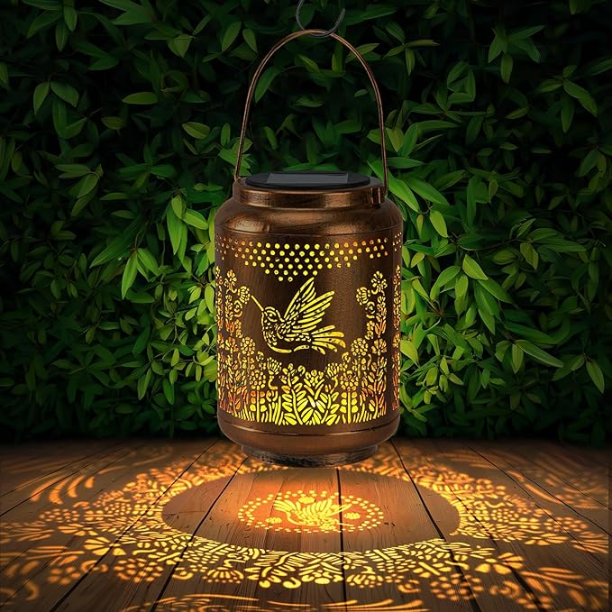 Solar Outdoor Waterproof Hummingbird Garden Decorative Lights, Outdoor Hanging Solar Lanterns, Gifts for Ladies Mom Grandma, for Patio, Deck, Backyard, Porch