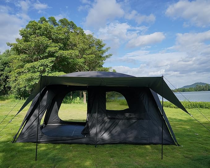 Vidalido 8-10 Person Camping Tent with 3 Door 2 Room Large Family Cabin Tents, Double Layer Waterproof Portable Glamping Tent, Big Tents for Outdoor Picnic Camping Hiking and Family Gathering