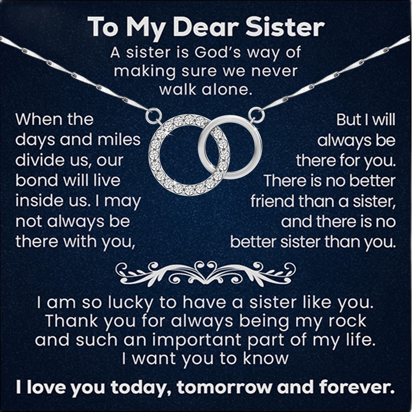 Sister Necklace Gifts | Best Big Sister Necklace for Women | Special Birthday Jewelry | Meaningful Two Circle Pendant