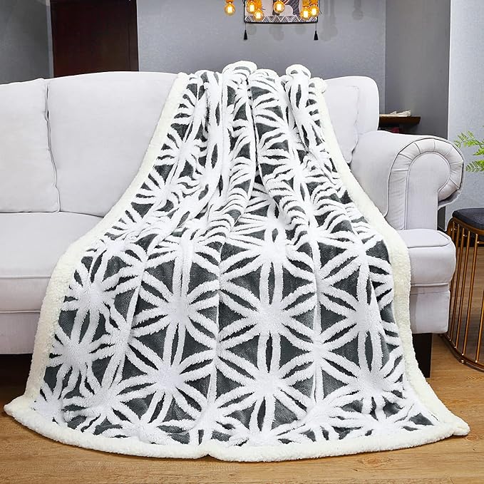 LOMAO Sherpa Fleece Blanket Fuzzy Soft Throw Blanket Dual Sided Blanket for Couch Sofa Bed (Dark Grey, 90''x110'')