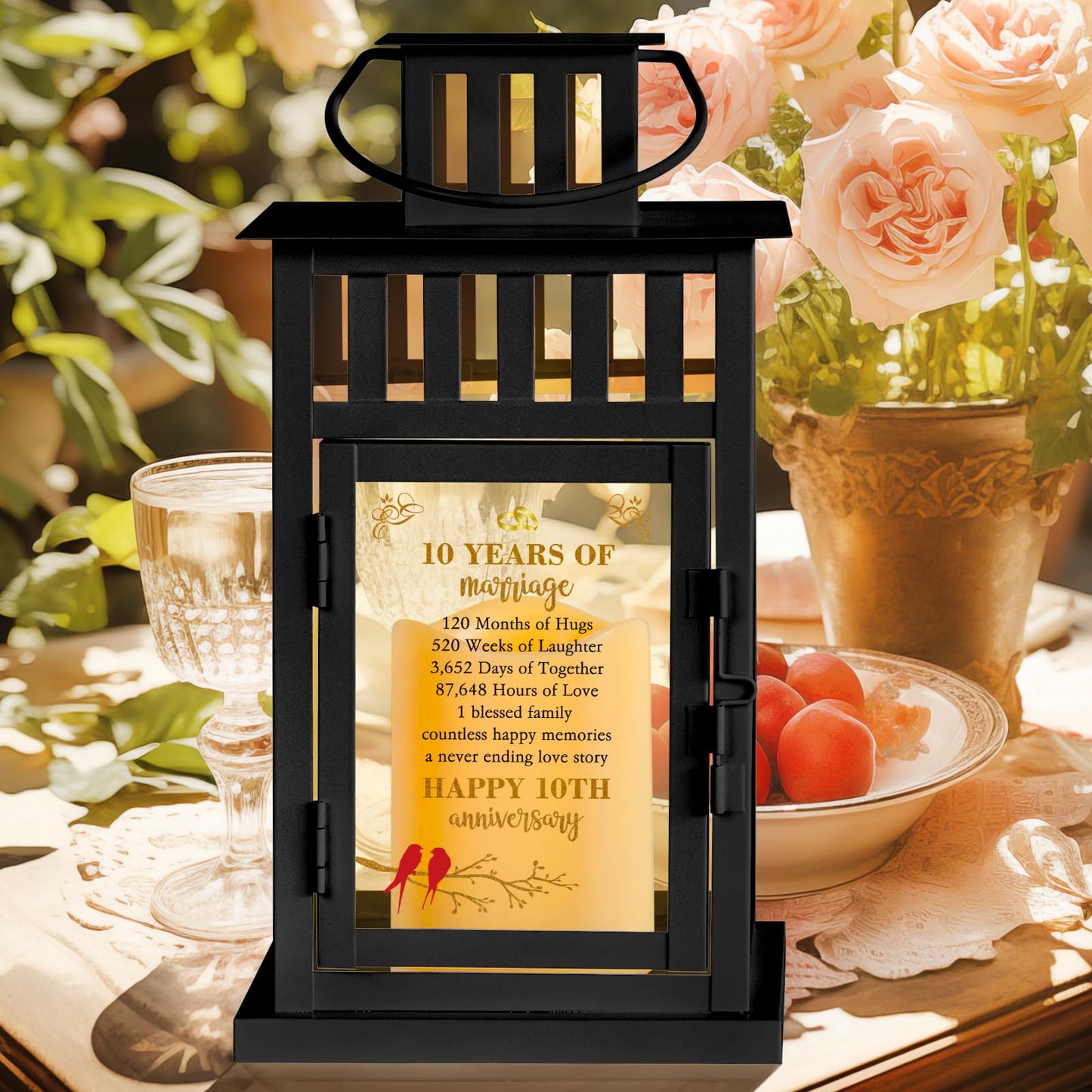 HN HAIINAA 10th Wedding Anniversary Lantern 10 Year Anniversary Wedding Gifts for Wife Couple Parents Husband Grandparents