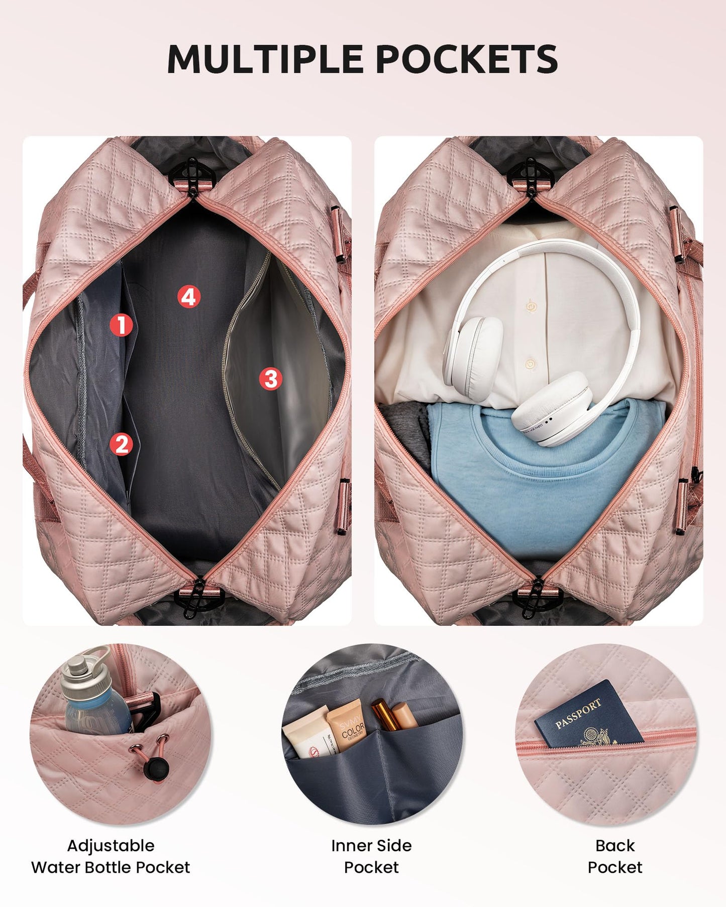 Vogewood Birthday Gifts-for Women-Initial Duffle Bag with Shoe Compartment, Personalized Weekender Bag, Monogram Overnight Bag, Letter Travel Bag with Makeup Bag，Friend Wife Birthday Gift (Letter C)