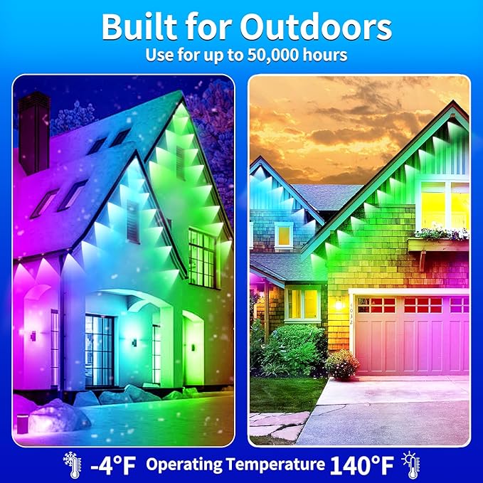 200ft permanent outdoor light, RGB Smart outdoor eave lights with APP & Remote Control,timed Music synchronisation IP67 waterproof LED eave light,suitable for party,Halloween,Christmas,rooftop,garden