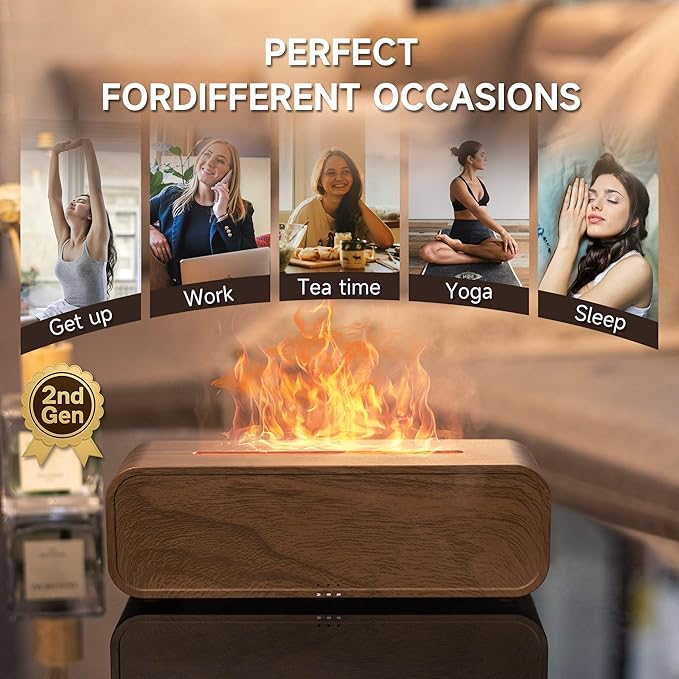 Sound Reactive Flame Air Diffuser Humidifier,7 Colors Aromatherapy Essential Oil Diffuser,Ultrasonic Aroma Humidifier with Timer for Home,Bedroom,Office,Yoga
