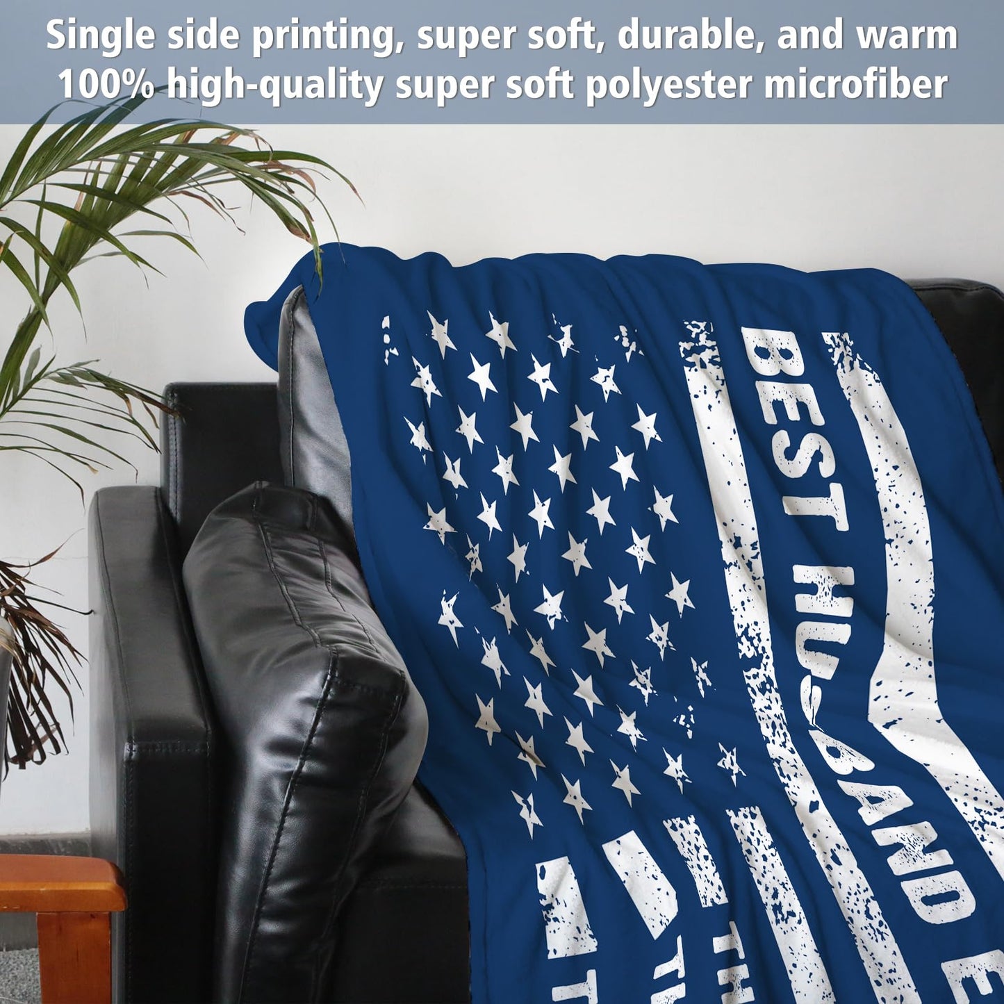 musaecoin Husband Birthday Gift- American Flag Blanket with The Man The Myth The Legend- Anniversary Birthday Gifts for Husband, Soft Useful Blanket Throw for Bed Sofa Car Napping Camping, 60”×50”