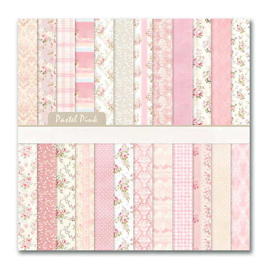 VIVIQUEN 24 Pack Pink Floral Double-Sided Paper, 12-inches Vintage Flowers Scrapbook Specialty Craft Paper Folded Flat for DIY Background Card Art Craft Making Scrapbook Photo Album Decor