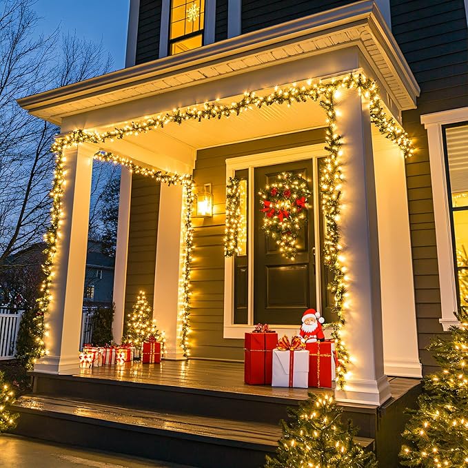 JMEXSUSS Warm White Christmas Lights for Bedroom, 300 LED String Lights Indoor Outdoor Waterproof Clear Wire, 8 Modes Fairy String Lights Plug in for Christmas Tree Bedroom Holiday Christmas Decor