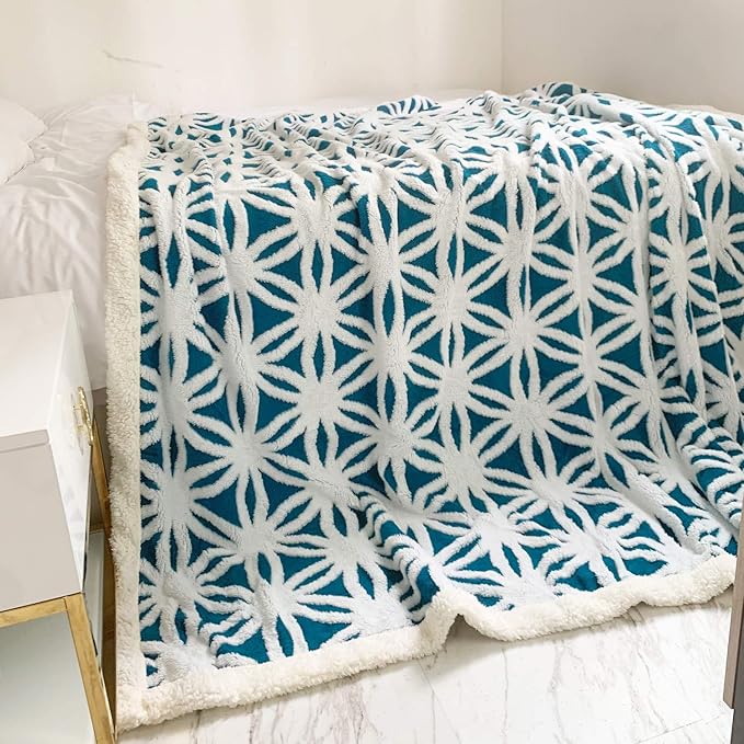 LOMAO Sherpa Fleece Blanket Fuzzy Soft Throw Blanket Dual Sided Blanket for Couch Sofa Bed (Teal, 51"x63")