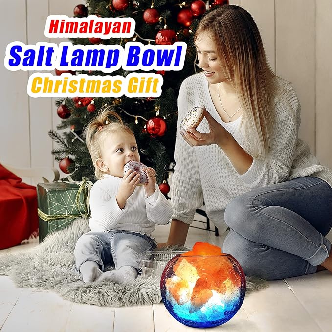 USB Himalayan Salt Lamp, Salt Rock Lamp with Natural Salt Chunks Bring Visual Impact of Ice and Fire to you, Used for Desk, Bedroom, Living Room and Gift - Color Changing + Warm Light Mode