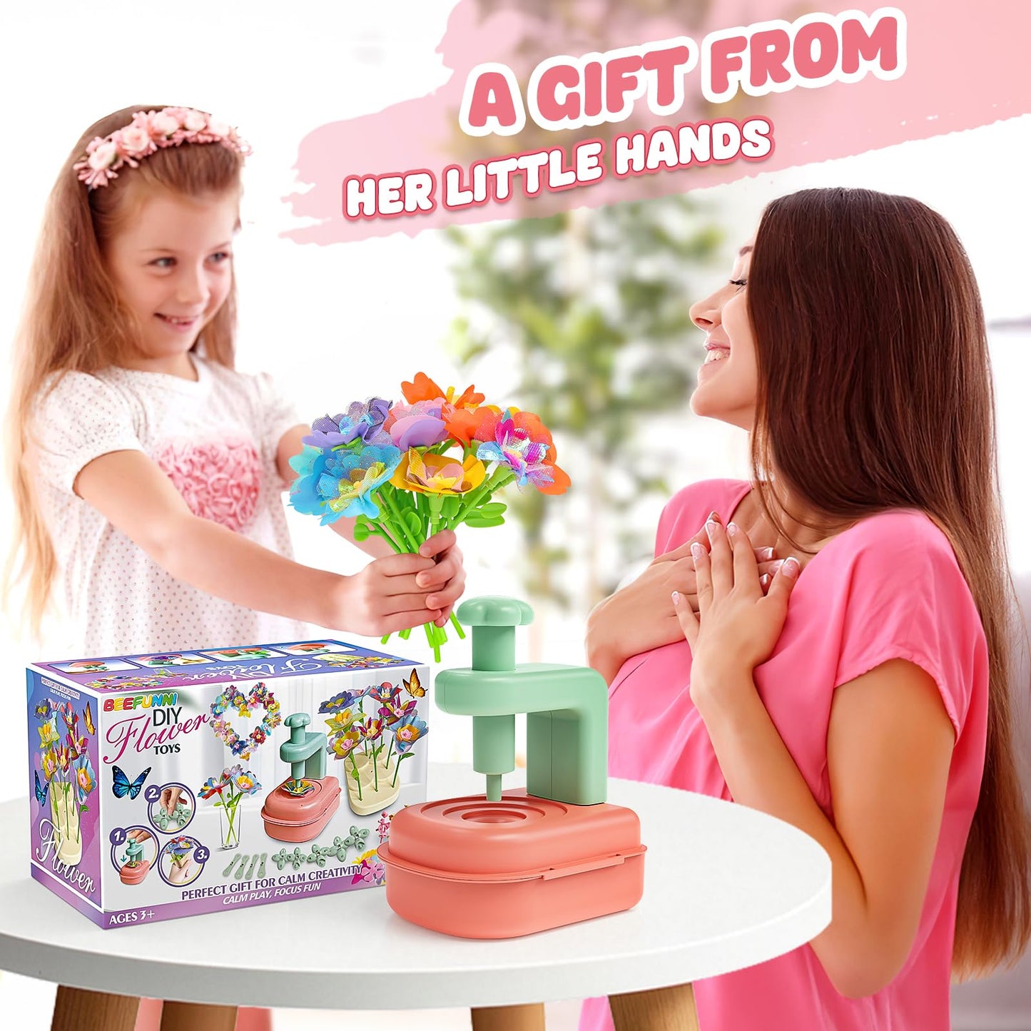 beefunni Flower Bouquet Craft Kit, DIY Arts and Crafts Toys for Kids Ages 4-8, Educational Flower-Making Activity Toy Set for Toddler and Kids, Birthday Gift for 4 5 6 7 8+ Year Old Girls and Boys