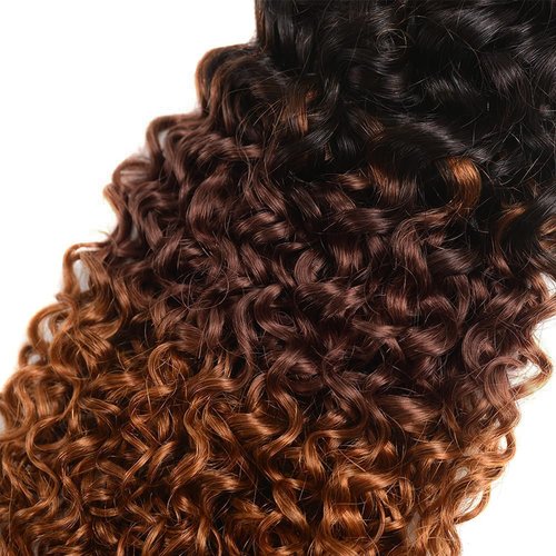 Giginger Bundles Human Hair T1B/4/30 Omber Jerry Curly Human Hair Bundles 18 20 22 Inch Omber Black Chocolate Light Brown Unprocessed Quick Weave Soft Sewn In Hair Extensions for Black Women