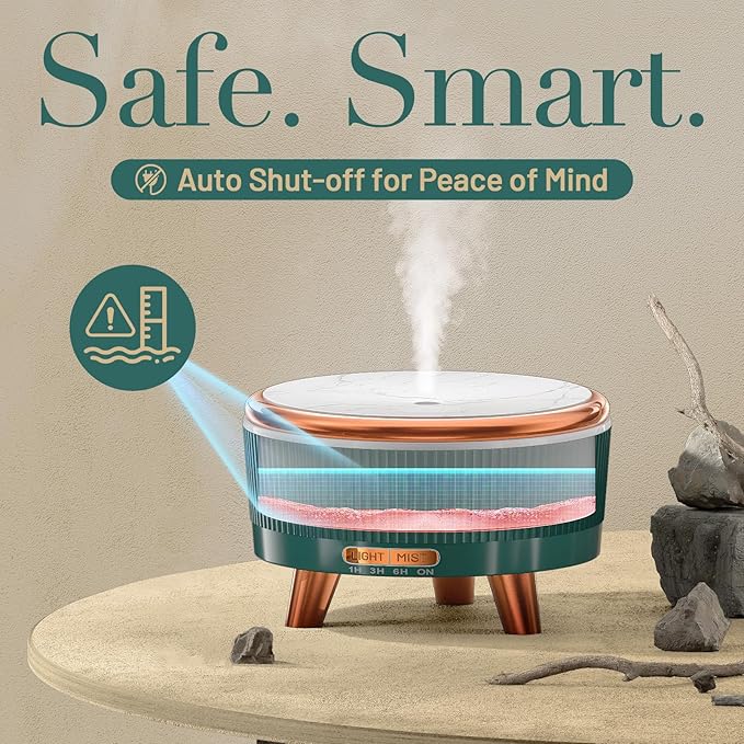 500ml Essential Oil Diffuser for Home, Quiet Diffusers for Essential Oils Large Room, Ultrasonic Aromatherapy Diffuser Scent Diffuser Fragrant Oil Humidifier Vaporizer for Bedroom, 7 LED Color, Green