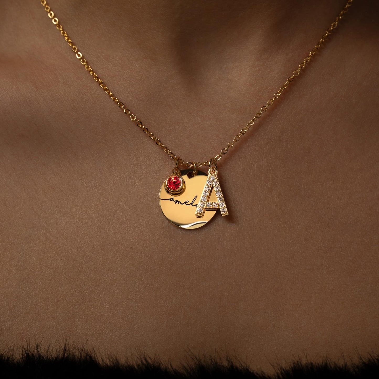 Birthstone Name Necklace Personalized Jewelry for Women Neckace Gifts for Mom Gold Plated Pendant Charm, Custom Jewelry Grandma Gift Birthday Personalized Gifts for New Moms -CN-BS-SH