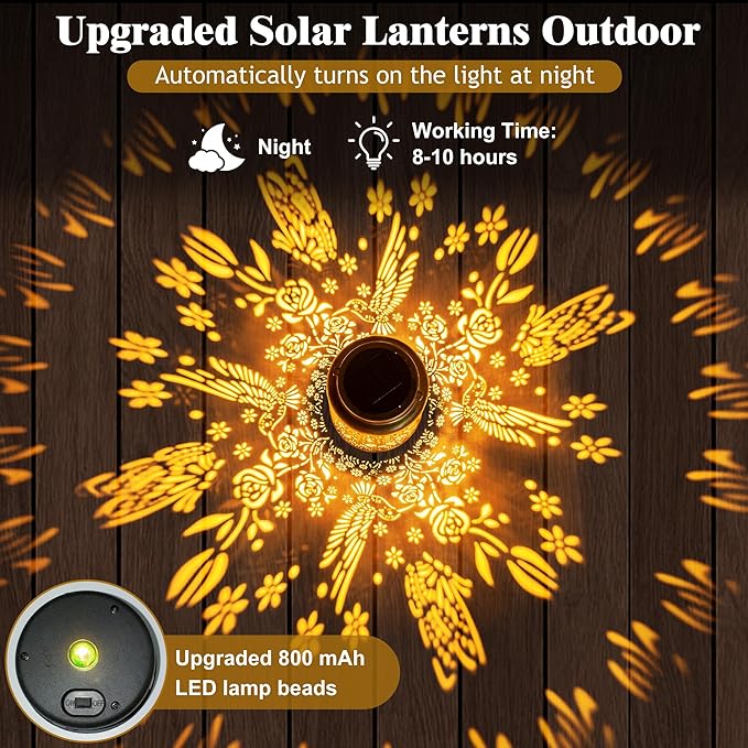 Birthday Gifts for Women Hummingbird Solar Lanterns Outdoor Waterproof,Outdoor Decorations for Party/Patio/Yard/Garden/Indoor