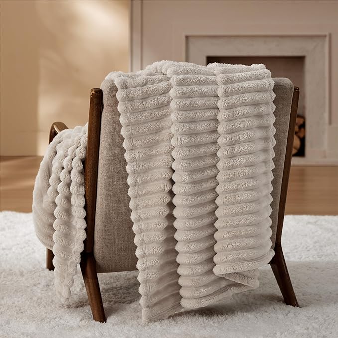 Bedsure GentleSoft Twin Blanket for Couch - Cozy Soft Blankets for Women, Cute Small Fleece Throws for Girls, Linen, 60x80 Inches