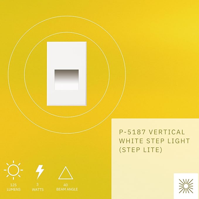 3W LED Vertical Step Lights, White Finish, 120V Dimmable LED Stair Lights Indoor and Outdoor, 125 Lumens, CRI 90+, IP-65 IC Rated, ETL Listed, Cool White 4100k